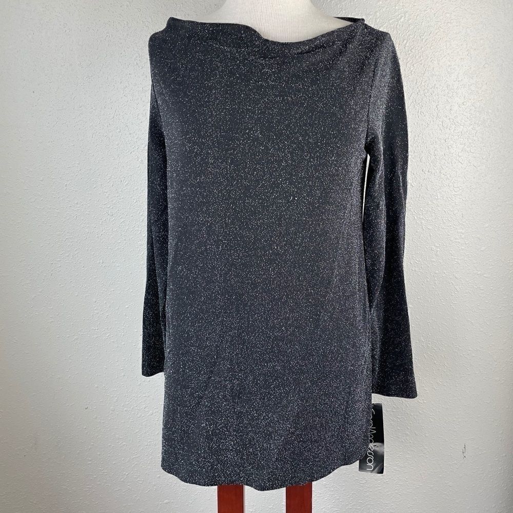 NWT Carol Anderson Black Metallic Silver Dress Top and Matching Pants Size S